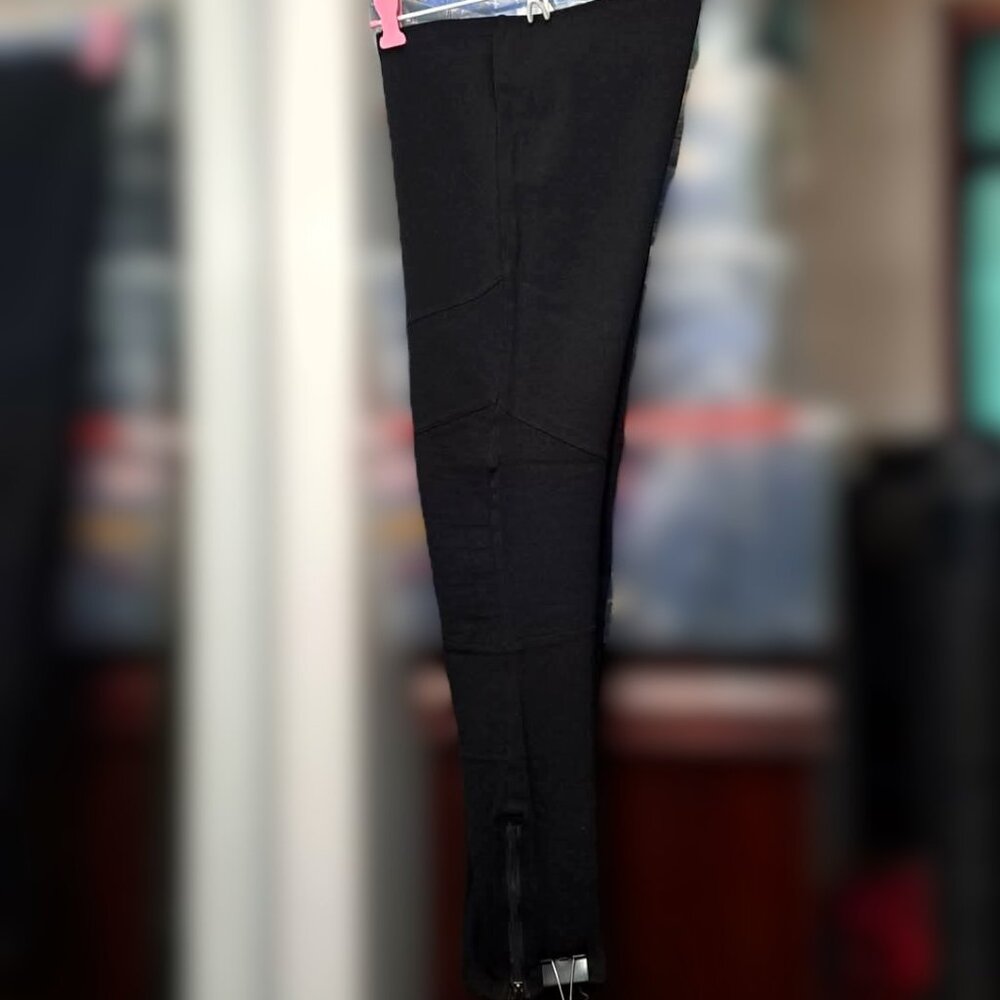 Mixage by Lady Dutch Moto Biker Leggings – Thick Stretch Knit with Ankle Zips